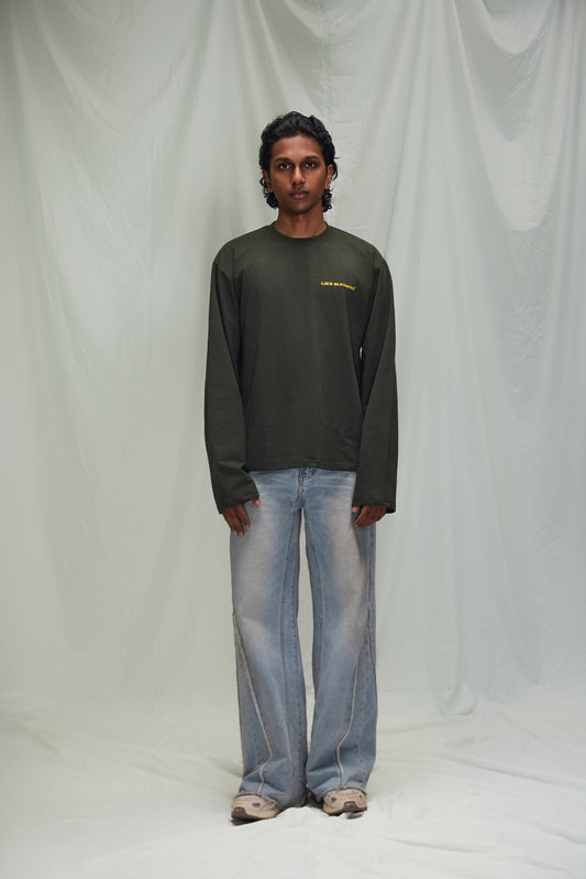 FULL SLEEVE T-SHIRT IN OLIVE GREEN
